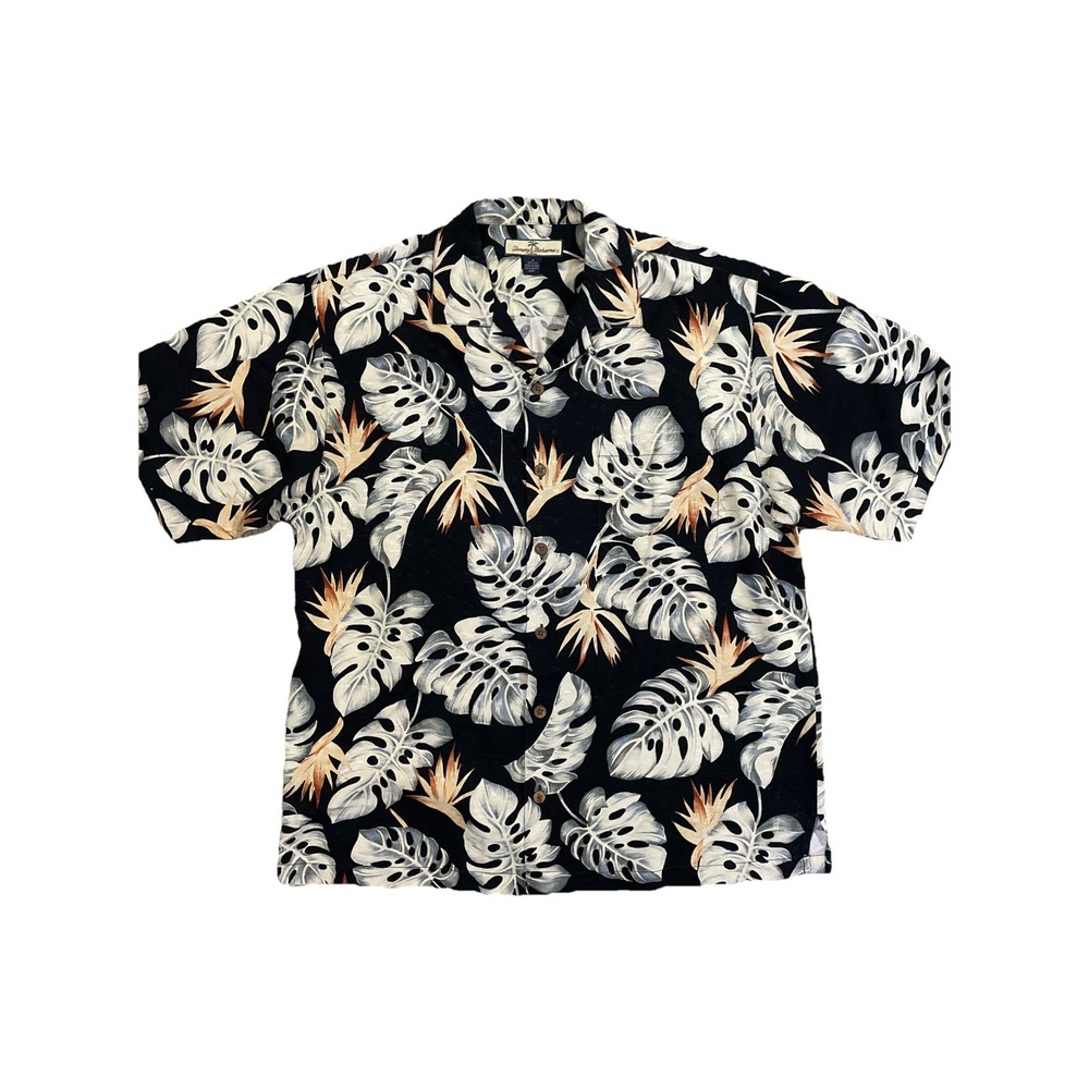 Tommy Bahama Hawaiian Mens Shirt Medium 100% Silk‎ Short Sleeve Button Up
